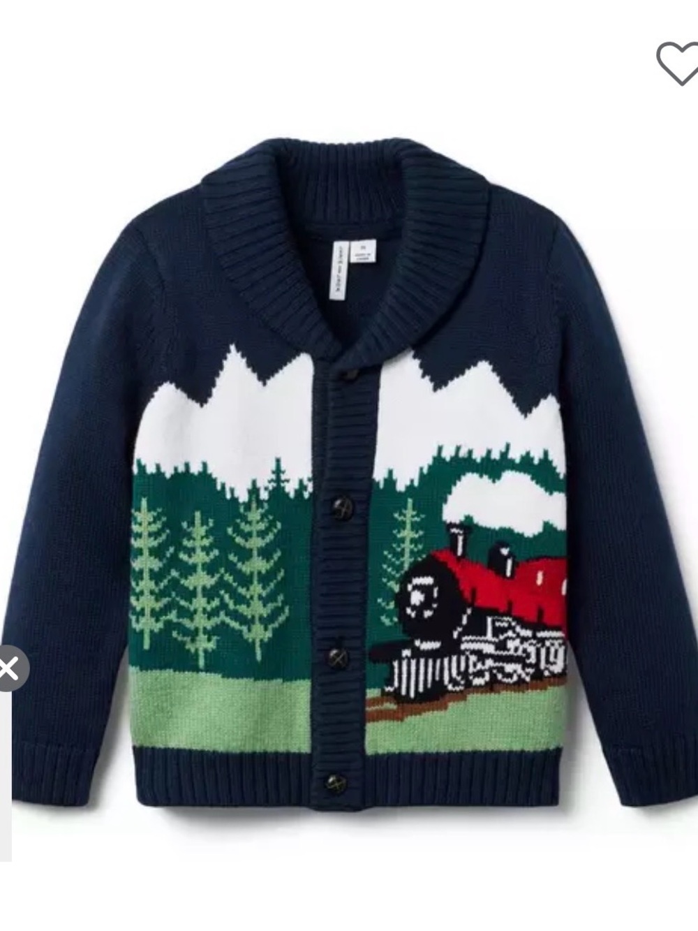Janie and Jack Navy Train Motif Shawl Collar Cardigan